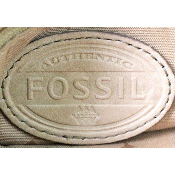 FOSSIL SOFT BEIGE TAN GENUINE LEATHER SMALL MESSENGER SHOULDER BAG HANDBAG PURSE - Picture 8 of 8